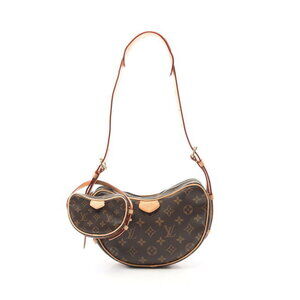 Louis Vuitton Croissant Shoulder Bag Canvas Leather Monogram Brown